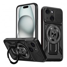 Θήκη Κινητού Defender Armor Case Αντικραδασμική ( Armor - Shockproof ) με ενσωματωμένη Magsafe βάση-δαχτυλίδι για APPLE IPHONE 15 6.1 ΜΑΥΡΟ