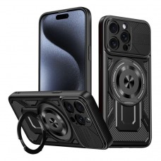 Θήκη Κινητού Defender Armor Case Αντικραδασμική ( Armor - Shockproof ) με ενσωματωμένη Magsafe βάση-δαχτυλίδι για APPLE IPHONE 15 PRO MAX 6.7 ΜΑΥΡΟ