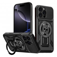 Θήκη Κινητού Defender Armor Case Αντικραδασμική ( Armor - Shockproof ) με ενσωματωμένη Magsafe βάση-δαχτυλίδι για APPLE IPHONE 16 PRO 6.3 ΜΑΥΡΟ