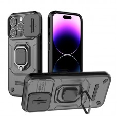 Θήκη Κινητού BBR Warrior Αντικραδασμική ( Armor - Shockproof ) με ενσωματωμένη βάση-δαχτυλίδι και κάλυμμα καμερών για APPLE IPHONE 16 PRO 6.3 ΜΑΥΡΟ
