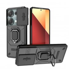 Θήκη Κινητού BBR Warrior Αντικραδασμική ( Armor - Shockproof ) με ενσωματωμένη βάση-δαχτυλίδι και κάλυμμα καμερών για XIAOMI REDMI NOTE 14S 4G ΜΑΥΡΟ
