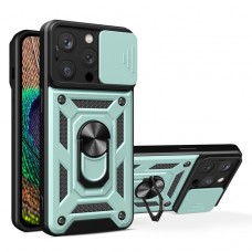 Θήκη Κινητού TechSuit CamShield Αντικραδασμική ( Armor - Shockproof ) με ενσωματωμένη βάση-δαχτυλίδι και κάλυμμα καμερών για APPLE IPHONE 15 PRO MAX 6.7 ΣΚΟΥΡΟ ΠΡΑΣΙΝΟ
