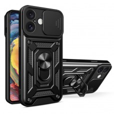 Θήκη Κινητού TechSuit CamShield Αντικραδασμική ( Armor - Shockproof ) με ενσωματωμένη βάση-δαχτυλίδι και κάλυμμα καμερών για APPLE IPHONE 16 6.1 ΜΑΥΡΟ