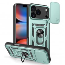 Θήκη Κινητού TechSuit CamShield Αντικραδασμική ( Armor - Shockproof ) με ενσωματωμένη βάση-δαχτυλίδι και κάλυμμα καμερών για APPLE IPHONE 17 PRO MAX ΣΚΟΥΡΟ ΠΡΑΣΙΝΟ