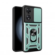 Θήκη Κινητού TechSuit CamShield Αντικραδασμική ( Armor - Shockproof ) με ενσωματωμένη βάση-δαχτυλίδι και κάλυμμα καμερών για OPPO A58 4G ΣΚΟΥΡΟ ΠΡΑΣΙΝΟ