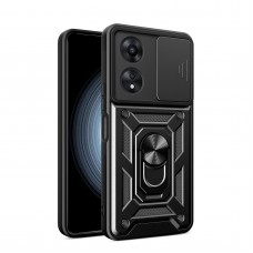 Θήκη Κινητού TechSuit CamShield Αντικραδασμική ( Armor - Shockproof ) με ενσωματωμένη βάση-δαχτυλίδι και κάλυμμα καμερών για OPPO A58 4G ΜΑΥΡΟ